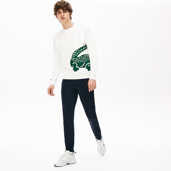 Lacoste Pleated Cotton-Silk Track Pants - Kalhoty Pánské Tmavě Blankyt Blankyt / Hnědožlutý Zelene |